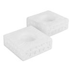 Marble tealight holders, 'White Garden' (pair) - Square Marble Tealight Holder with Engraved Vines (Pair)