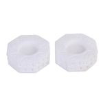Marble tealight holder, 'White Delight' (pair) - Octagon Marble Tealight Holder with Engraved Vines (Pair)