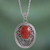 Carnelian pendant necklace, 'Vibrant Sunset' - Carnelian Sterling Silver Pendant Necklace from India thumbail