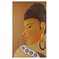 „Erwachen“ – Signiertes Original-Buddha-Ölgemälde aus Indien