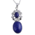 Lapis lazuli pendant necklace, 'Whimsical Tendrils' - Handcrafted Deep Blue Lapis Lazuli Pendant Necklace