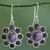 Pendientes flor amatista - Aretes colgantes de turquesa y amatista púrpura