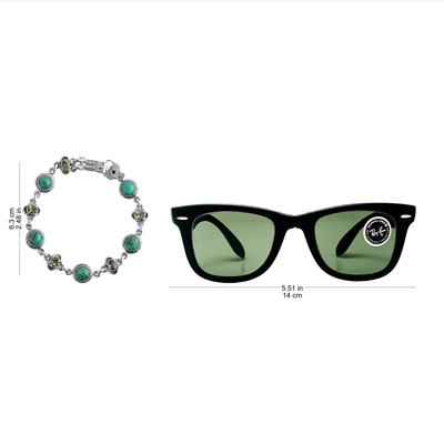 Peridot link bracelet, 'Glistening Green' - Peridot and Green Composite Turquoise Link Bracelet