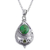 Peridot pendant necklace, 'Mesmerizing Sphere' - Peridot and Composite Turquoise Pendant Necklace from India