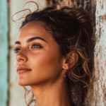 Amethyst dangle earrings, 'Graceful Amethyst' - Indian Amethyst Agate and Sterling Silver Dangle Earrings