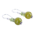 Agate and peridot dangle earrings, 'Peaceful Green' - Agate Peridot and Sterling Silver Dangle Earrings from India