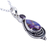 Amethyst pendant necklace, 'Mughal Lilac' - Silver Necklace with Amethyst and Composite Turquoise