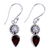 Cultured pearl and garnet dangle earrings, 'Scarlet Tear' - Silver Cultured Pearl Earrings with Garnet from India (image 2a) thumbail