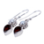Cultured pearl and garnet dangle earrings, 'Scarlet Tear' - Silver Cultured Pearl Earrings with Garnet from India (image 2b) thumbail