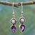 Cultured pearl and amethyst dangle earrings, 'Amethyst Tear' - Amethyst and Cultured Pearl Earrings in Sterling Silver
