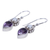 Cultured pearl and amethyst dangle earrings, 'Amethyst Tear' - Amethyst and Cultured Pearl Earrings in Sterling Silver (image 2b) thumbail
