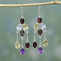 Featured review for Multi-gemstone chandelier earrings, Wondrous Colors