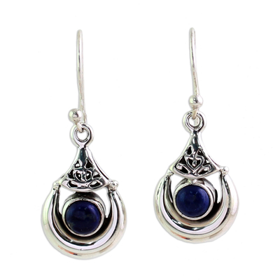 Handmade Sterling Silver Lapis Lazuli Dangle Earrings India