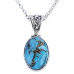 Sterling silver pendant necklace, 'Mystical Blue' - Blue Turquoise Sterling Silver Pendant Necklace India