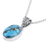 Sterling silver pendant necklace, 'Mystical Blue' - Blue Turquoise Sterling Silver Pendant Necklace India