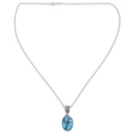 Sterling silver pendant necklace, 'Mystical Blue' - Blue Turquoise Sterling Silver Pendant Necklace India