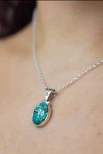 Sterling silver pendant necklace, 'Mystical Blue' - Blue Turquoise Sterling Silver Pendant Necklace India