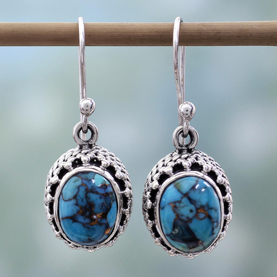 Sterling silver dangle earrings, Mystical Blue