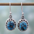 Sterling silver dangle earrings, 'Mystical Blue' - Hand Made Sterling Silver Earrings from India thumbail
