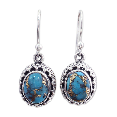 Sterling silver dangle earrings, 'Mystical Blue' - Hand Made Sterling Silver Earrings from India
