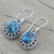 Sterling silver dangle earrings, 'Mystical Blue' - Hand Made Sterling Silver Earrings from India (image 2b) thumbail