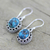 Sterling silver dangle earrings, 'Mystical Blue' - Hand Made Sterling Silver Earrings from India (image 2c) thumbail