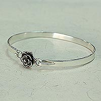 Featured review for Sterling silver bangle bracelet, Rose Beauty