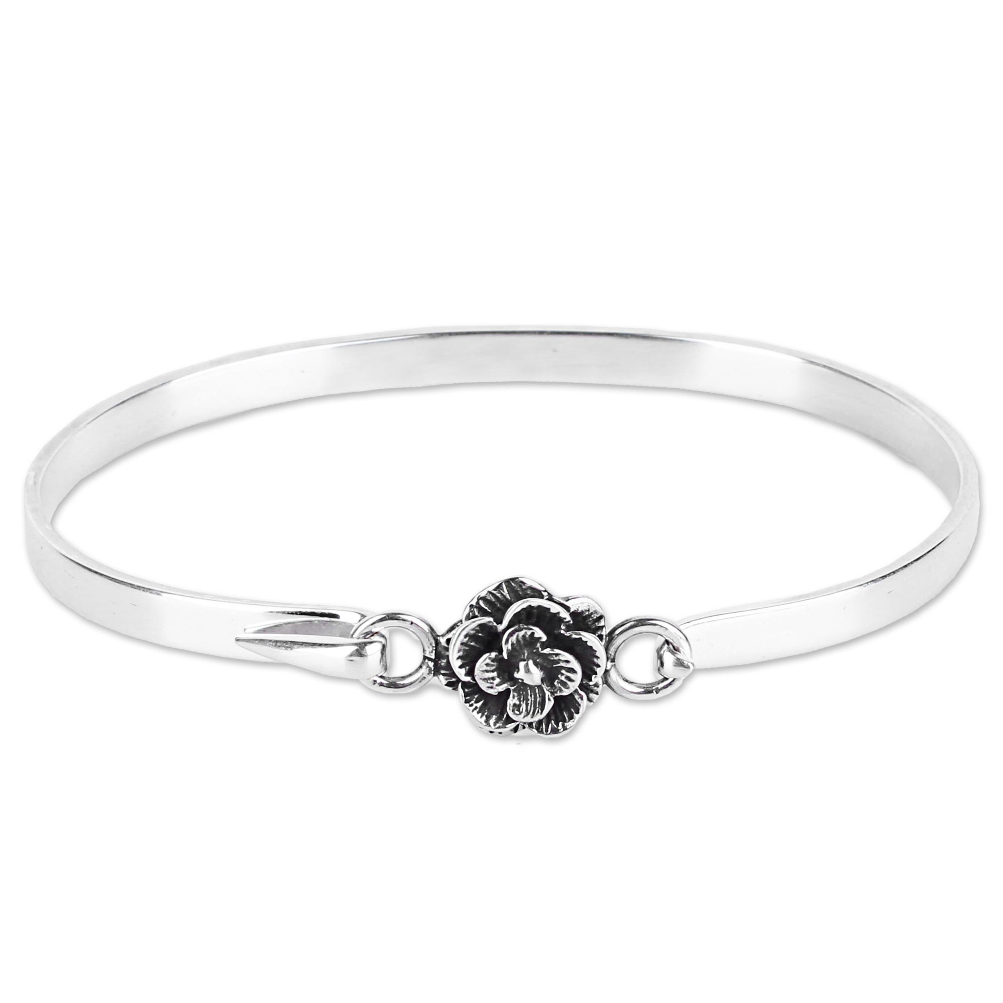 Rose Beauty,'Hand Made Sterling Silver Rose Bracelet from India