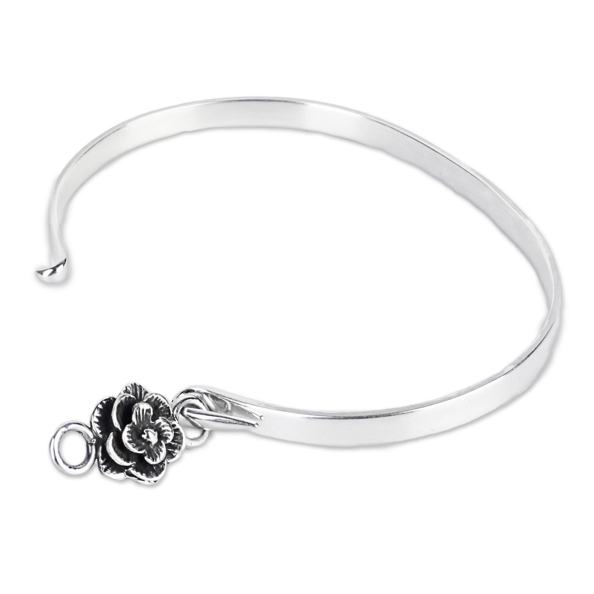 Hand Made Sterling Silver Rose Bracelet from India Rose Beauty NOVICA