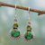 Peridot dangle earrings, 'Forest Floor' - Peridot, Composite Turquoise, and Sterling Silver Earring