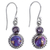 Amethyst dangle earrings, 'Purple Glamour' - Amethyst and Composite Turquoise Sterling Silver Earrings