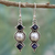 Cultured pearl and iolite dangle earrings, 'Lunar Allure' - Iolite and Cultured Pearl Sterling Silver Dangle Earrings