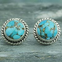 Featured review for Sterling silver stud earrings, Cool Aqua Radiance