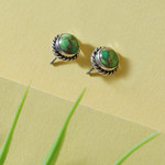 Sterling silver stud earrings, 'Verdant Radiance' - Silver 925 and Green Composite Turquoise Stud Earrings