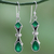 Green onyx earrings, 'Magical Moss' - 2.5 Carat Green Onyx and Sterling Silver Earrings from India thumbail