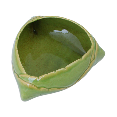 Keramische Schale, 'Daab Bati' (4,7 Zoll) - Indische Snack-Schale im Kokosnuss-Stil aus glasierter Keramik