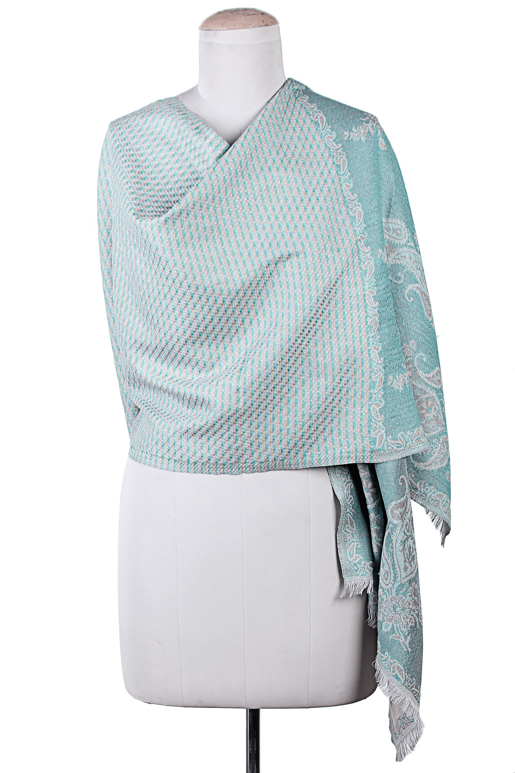 UNICEF Market | Wool and Silk Blend Jacquard Paisley Shawl from India ...