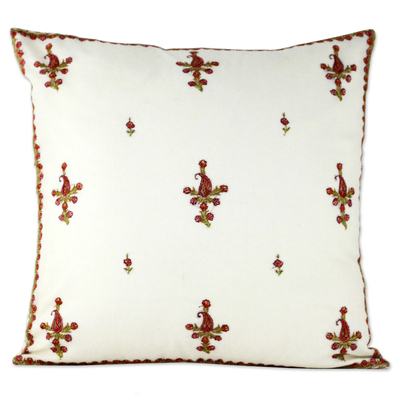 Cushion Cover Handcrafted in India Embroidered with Paisley