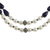 Zweireihige Halskette aus Lapislazuli und Zuchtperle - Zweisträngige Silberhalskette aus Lapislazuli und Zuchtperle