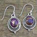 Sterling silver dangle earrings, 'Purple Glory' - Hand Made Purple Turquoise Dangle Earrings from India
