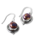 Sterling silver dangle earrings, 'Purple Glory' - Hand Made Purple Turquoise Dangle Earrings from India