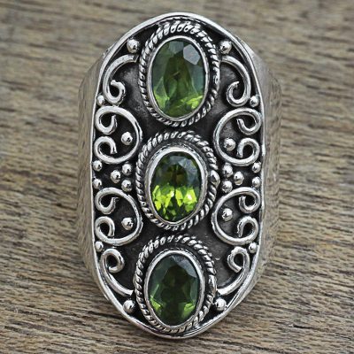 Womens sterling rings - Hand Made Sterling Silver and Peridot Ring
