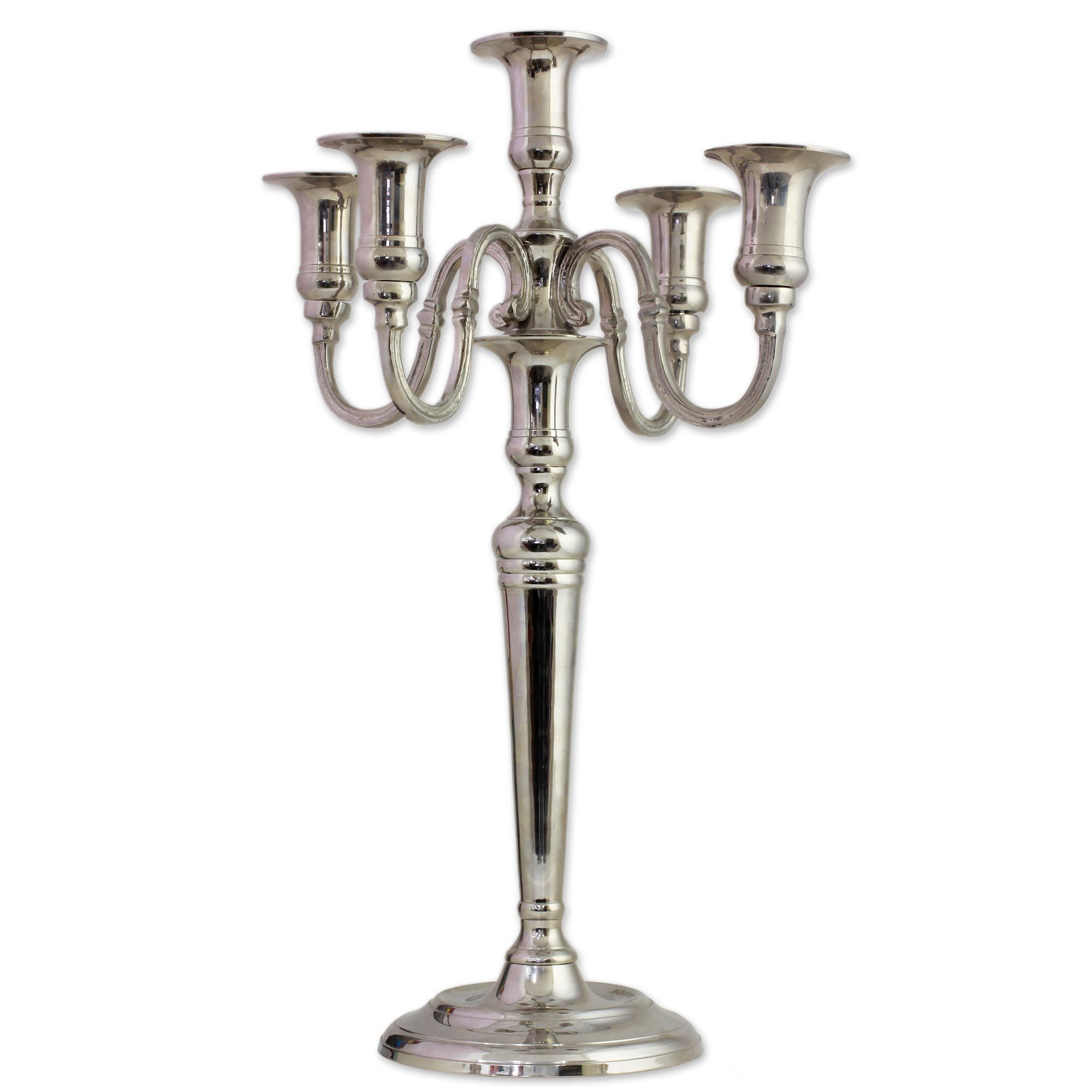 Nickel Plated Brass Candelabra from India (16 Inch) Majestic Glow