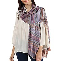 Wool shawl, Brilliant Stripes