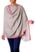 Wool shawl, 'Appealing Beauty' - Hand Woven 100% Wool Shawl from India in Grey with Fuchsia