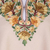Poncho de lana - Poncho de lana Aari con motivos florales y flecos de la India