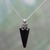 Onyx pendant necklace, 'Onyx Arrow' - Hand Made Onyx Sterling Silver Pendant Necklace from India thumbail