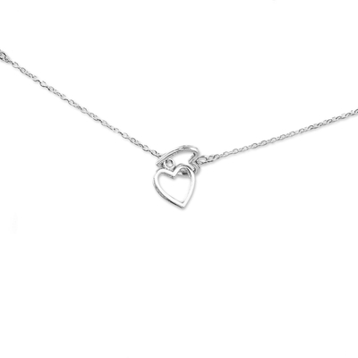 Sterling silver station necklace, 'Glossy Hearts' - Hand Made Sterling Silver Charm Necklace Hearts from India