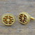 Gold plated cufflinks, 'Golden Glory' - Hand Made Gold and Glass Cufflinks from India