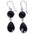 Onyx dangle earrings, 'Magical Charm' - Dual Onyx Gemstone Dangle Earrings with Sterling Silver thumbail